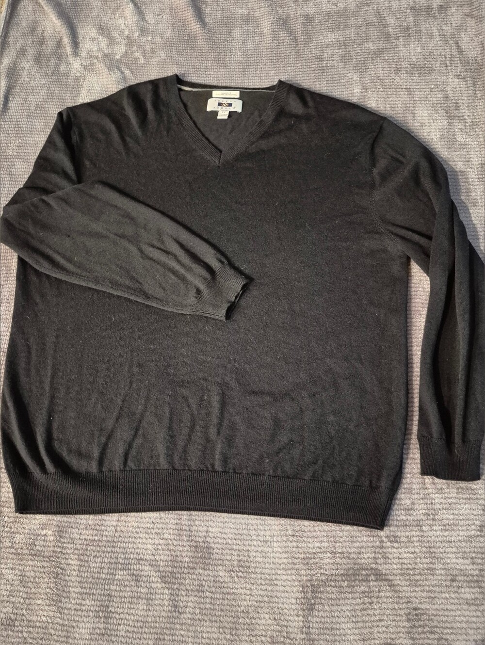 Joseph Abboud Men's Sweater Extra Fine Merino Wool Black V Neck Size 2X Classic,